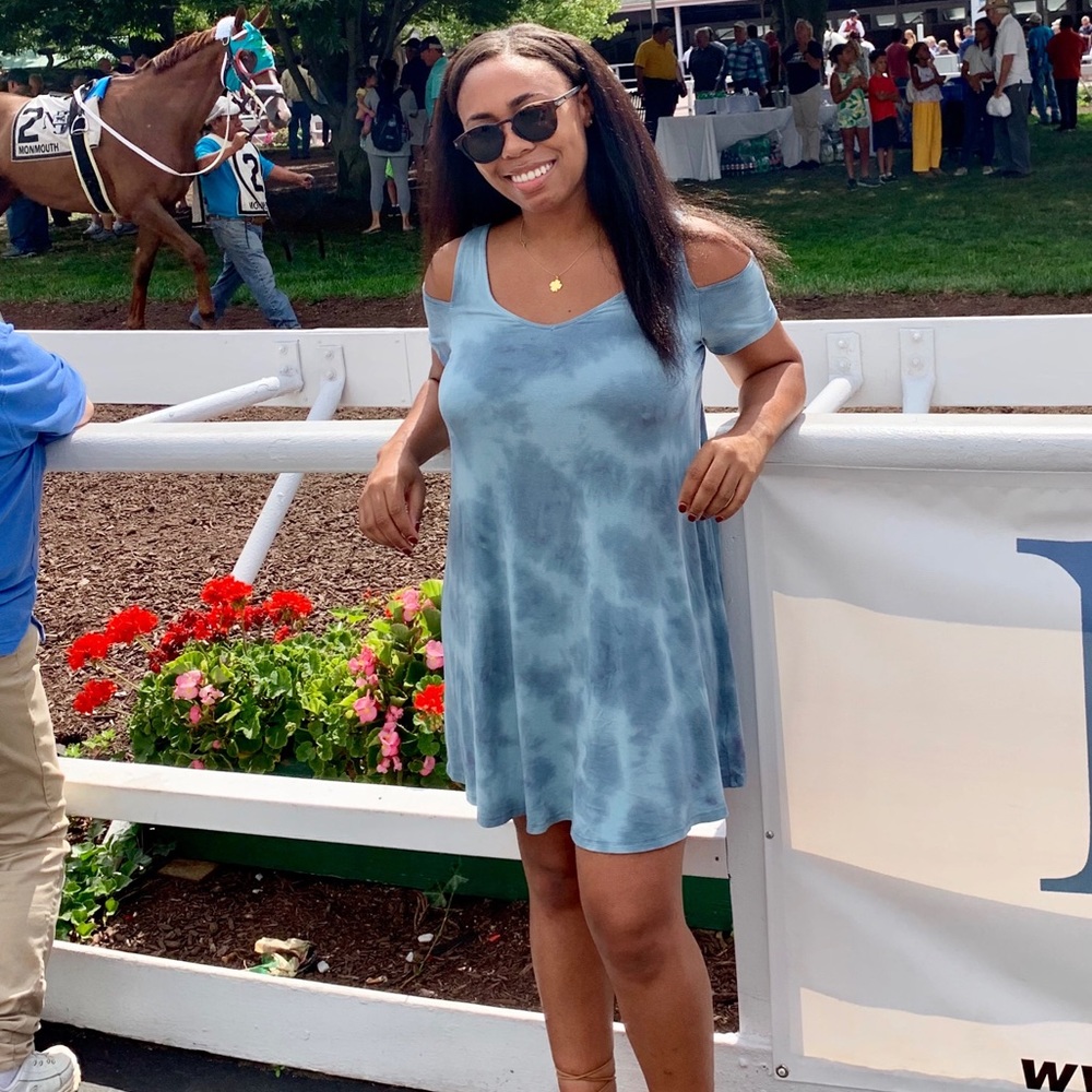 Blue Off-The-Shoulder Tank Dress